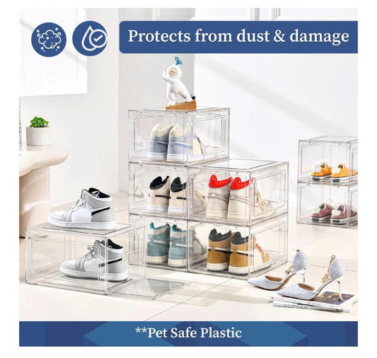 Stackable Locking Shoe Boxes – Clear Ventilated Shoe Organizer