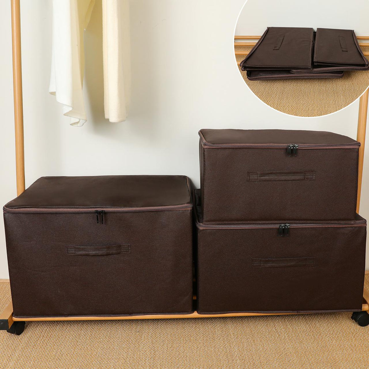 Zippered Stackable Storage Box with Handles