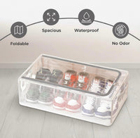 Collapsible Dustproof Shoe Organizer – Clear Stackable Storage Box