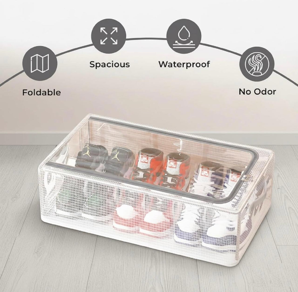 Collapsible Dustproof Shoe Organizer – Clear Stackable Storage Box