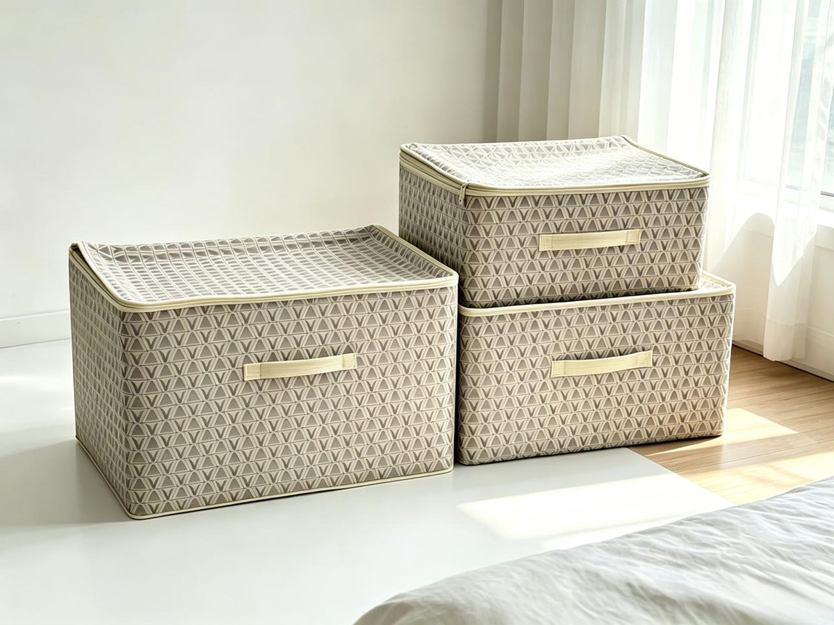 Zippered Stackable Storage Box with Handles