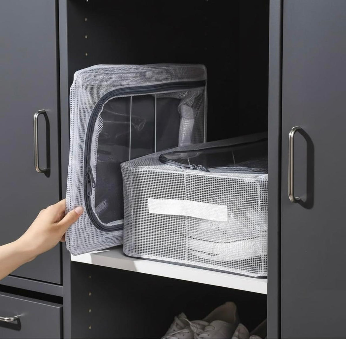 Collapsible Dustproof Shoe Organizer – Clear Stackable Storage Box