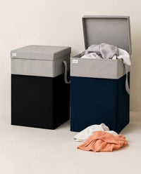 Soft Fabric Laundry Basket with Lid & Carry Handles