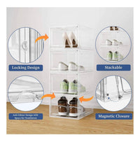 Stackable Locking Shoe Boxes – Clear Ventilated Shoe Organizer