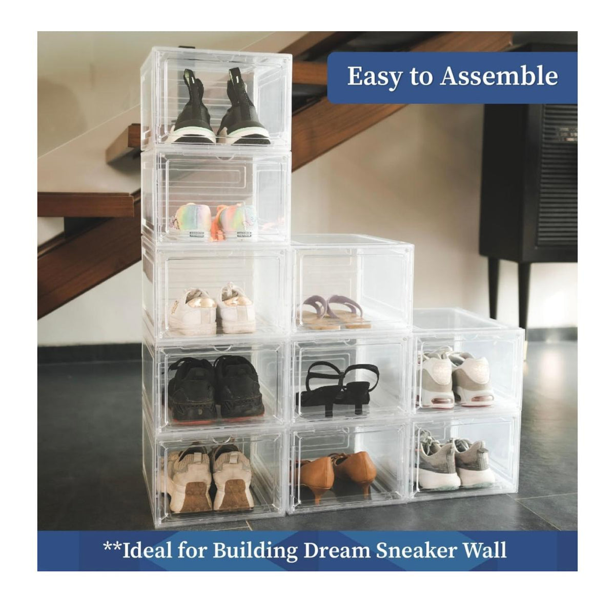 Stackable Locking Shoe Boxes – Clear Ventilated Shoe Organizer