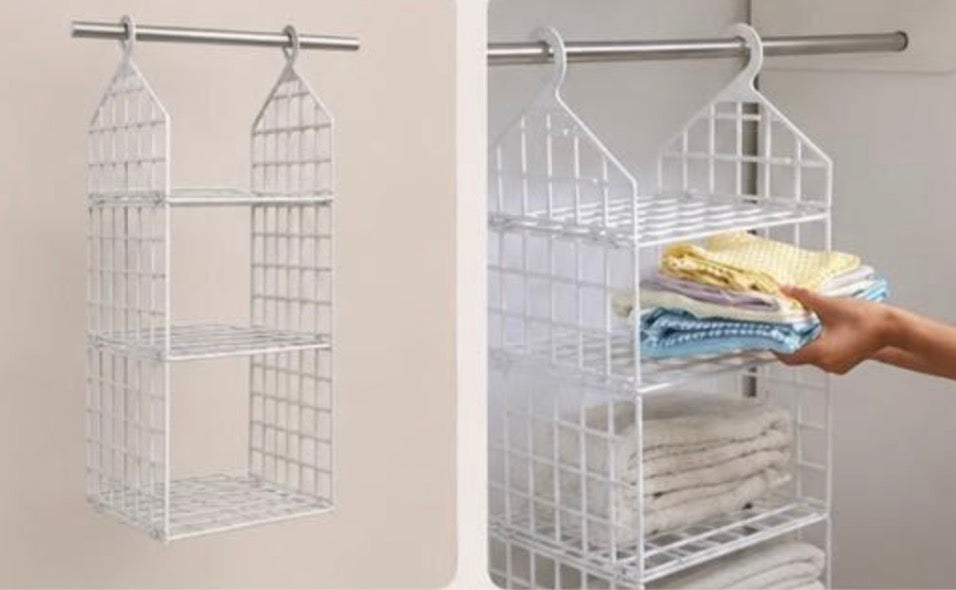 Multi-Layer Hanging Rack – Space-Saving Wardrobe Organizer