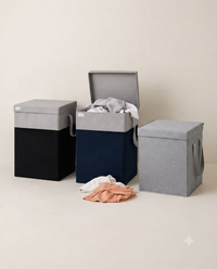 Soft Fabric Laundry Basket with Lid & Carry Handles
