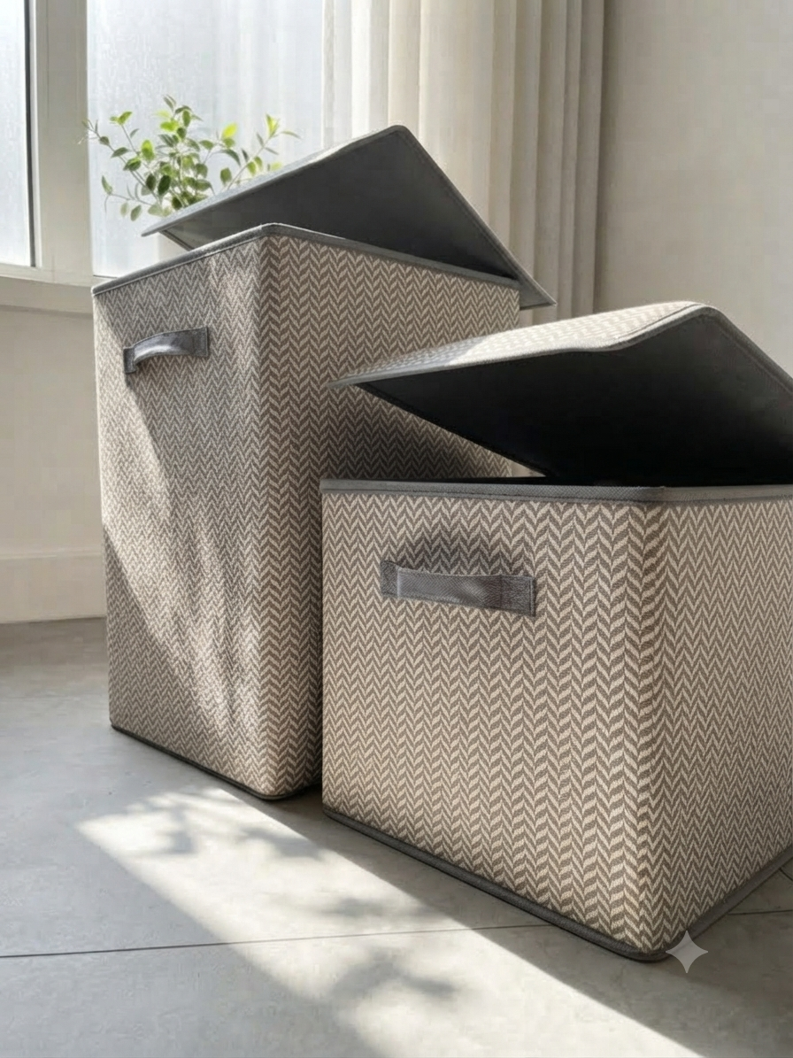 Extra-Large Fabric Storage Box with Lid & Handles | 33*33*53H