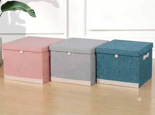 Spacious Foldable Storage Box with Lid & Carry Handles