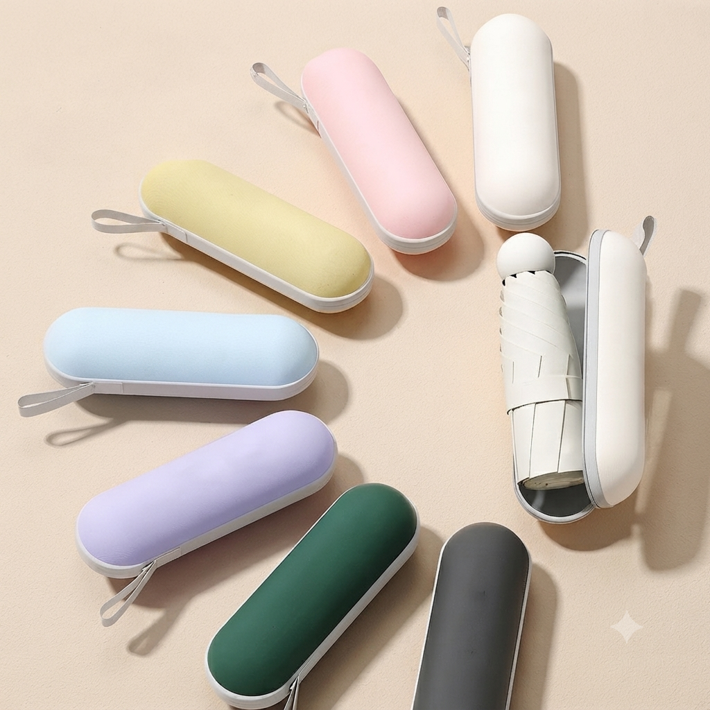 Capsule Umbrella with Case | Compact Foldable Travel Umbrella