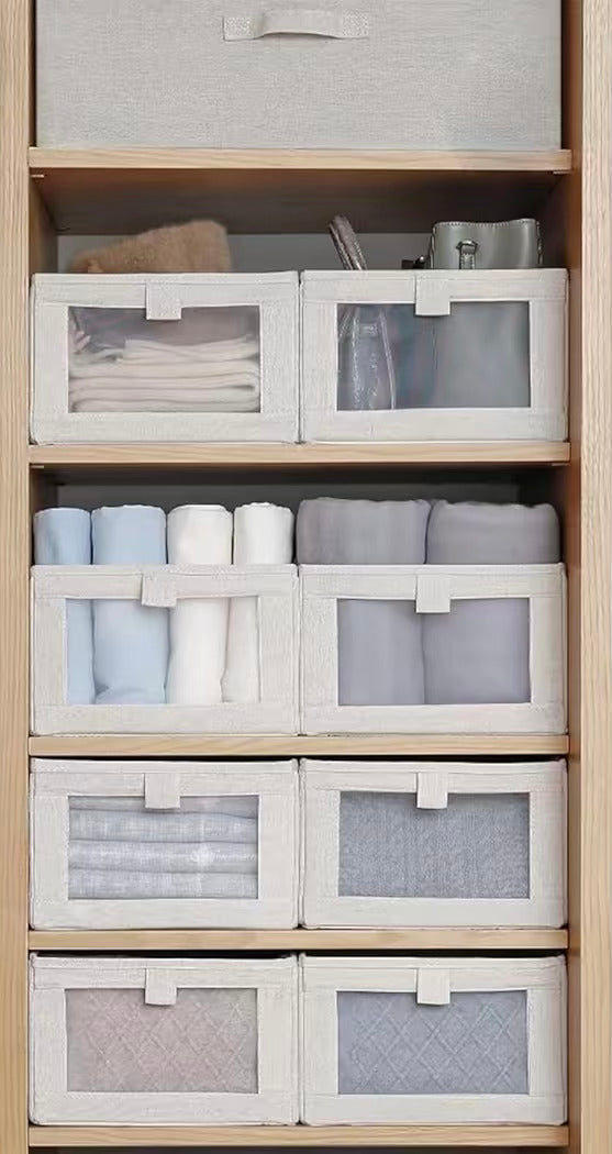 See-Through Linen Storage Box for Wardrobe & Clothes