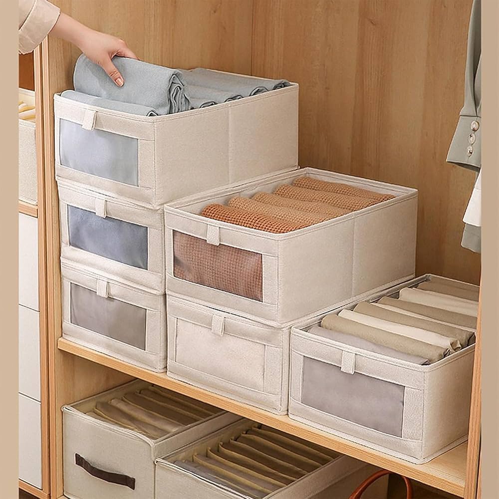 See-Through Linen Storage Box for Wardrobe & Clothes